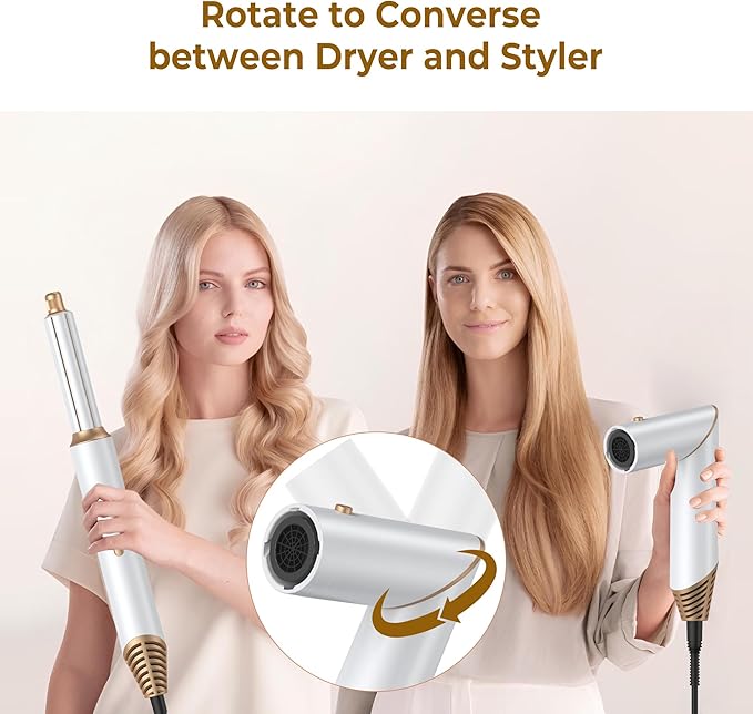 5 in 1 Blow Dryer Brush,Hair Dryer Brush with Detachable Air Styler,Negative Ionic Magic Hair Styler,Hot Air Brush for Women Volumizer,Straightener,Drying