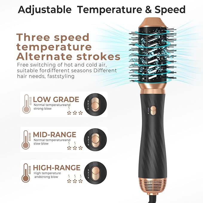 6 in 1 Hair Dryer Brush, Upgrade Detachable Blow Dryer Brush Air Styler Wrap Air Curler, Curly Twist Hot Curling Iron, Negative Ion Blow Dryer Hot Styler, Travel Hair Styling Tool