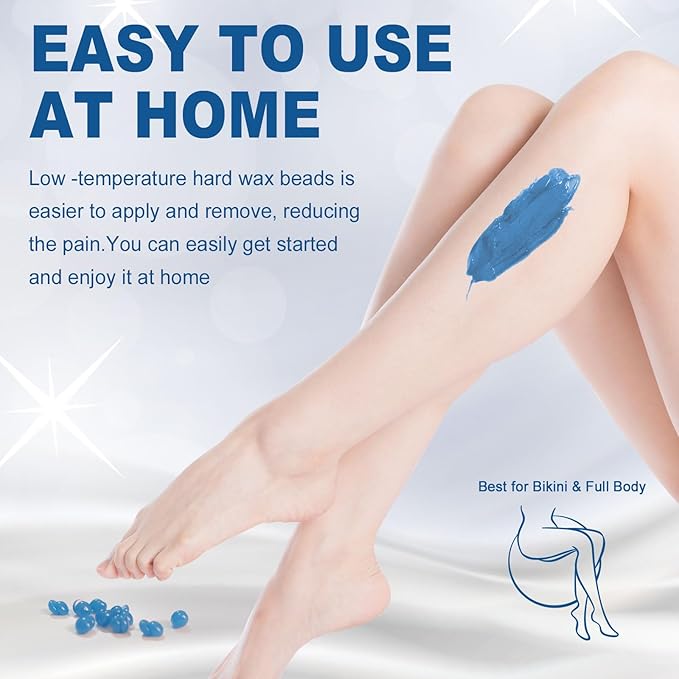 3lb Hard Wax Beads Bulk, Hypoallergenic Brazilian Waxing Bead, Unscented Sensitive Skin Stripless Wax Pellets, Coarse & Fine Hair Removal Wax Refill for Body, Face, Bikini Line, Underarm, Chest, Legs