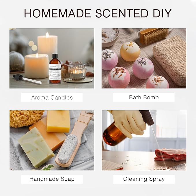 Rosemary Essential Oil 100ML, 100% Pure Rosemary Oil for Hair Growth, Premium Grade Aromatherapy Oils for Skin Care, Body Massage, Diffuser, Soap and Candle Making