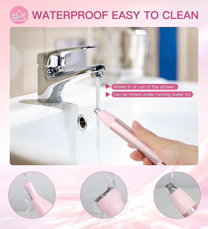 Nose Hair Trimmer for Women 3in1 Facial Hair Removal Trimmers- Rechargeable, Waterproof, Portable with Travel Bag- Trims Nose, Ear, Eyebrow, Peach-Fuzz, Lips, Chin Face Hair Remover (Rose Pink)
