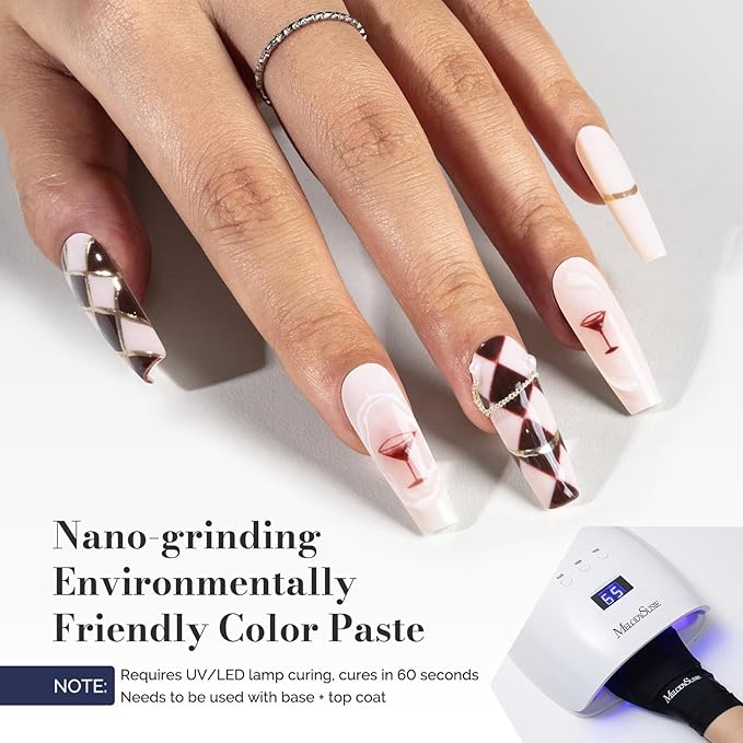 MelodySusie Fleurwee Plant Based Gel Nail Polish, 2 Pcs Hema Free Gel Polish Red Brown and Nude Pink Nail Polish 21 Non Toxic Long Lasting Nail Art Salon DIY Manicure at Home Gift for Women