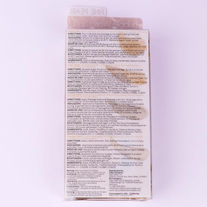 Pedicure Kit Foot Soak Set: Bubble Salt, Sugar Scrub, Massage Mask, Massage Lotion in a Box, 4 Step Foot Spa Kit for Dry Feet,Tired Feet（1 Set Pearl )