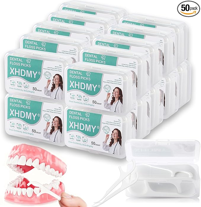 1000 Count Floss Picks Dental Tooth Picks Floss Sticks Flossers Strong Toothpicks in Handy Travel Cases for Family Restaurant Bulk Adults Teeth Cleaning