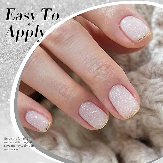 Born Pretty Jelly Gel Nail Polish, Shimmer Glitter Snow Jelly Gel, Milky White Translucent Natural Gel Nail Polish, Manicure Salon DIY for Women Girls 15ML