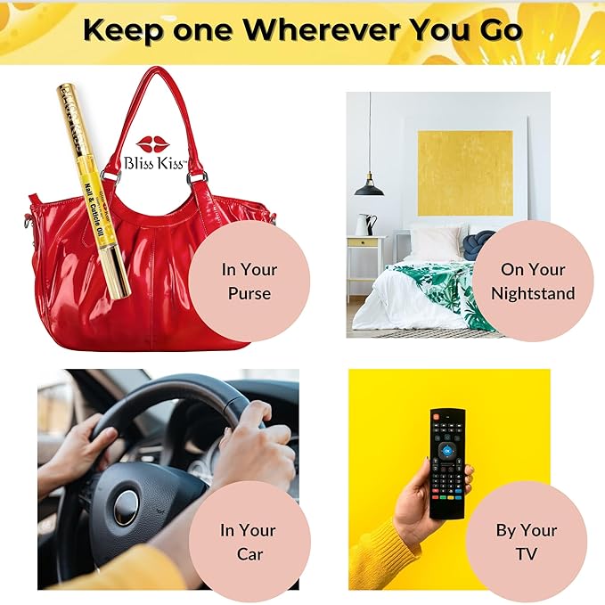 Bliss Kiss | 1 Crisp Fragrance | Nail Oil Cuticle Pen w/Vitamin E & Jojoba⏤Nail Strengthener Nail Growth Serum for Brittle Peeling Breaking Thin Nails