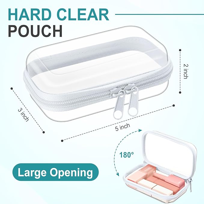 Sanwuta 10 Pcs Hard Zipper Case Clear Hard Pouches Plastic Zipper Pencil Box Toy Storage Bins Portable Plastic Container for Travel Toiletry Office Cosmetic Block Puzzle Organizer(Xs,Clear)