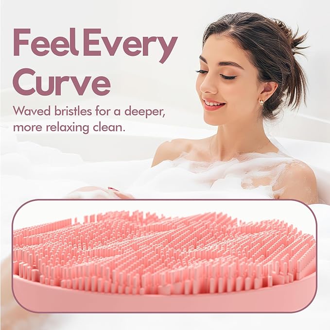 Silicone Body Scrubber - Loop Fin Bristles Loofah for Gentle Exfoliating & Lathering with Body Scrub & Wash, Durable & Hygienic, Deep Cleansing Exfoliator for All Skin Types - Shower Essential