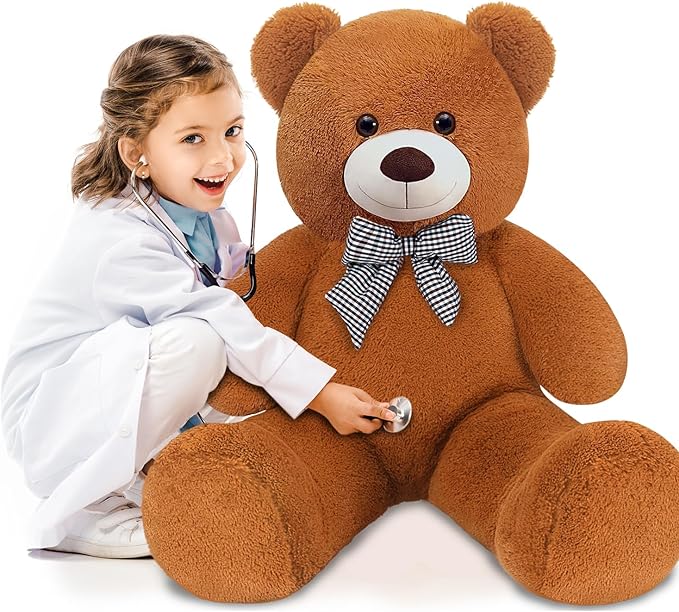Giant Teddy Bear 47" Stuffed Animals Plush Toy, 4 Feet Cute Life Size Big Soft Bear for Boy Girl Birthday Valentine Mother's Day, 5LBs, 120CM, Dark Brown