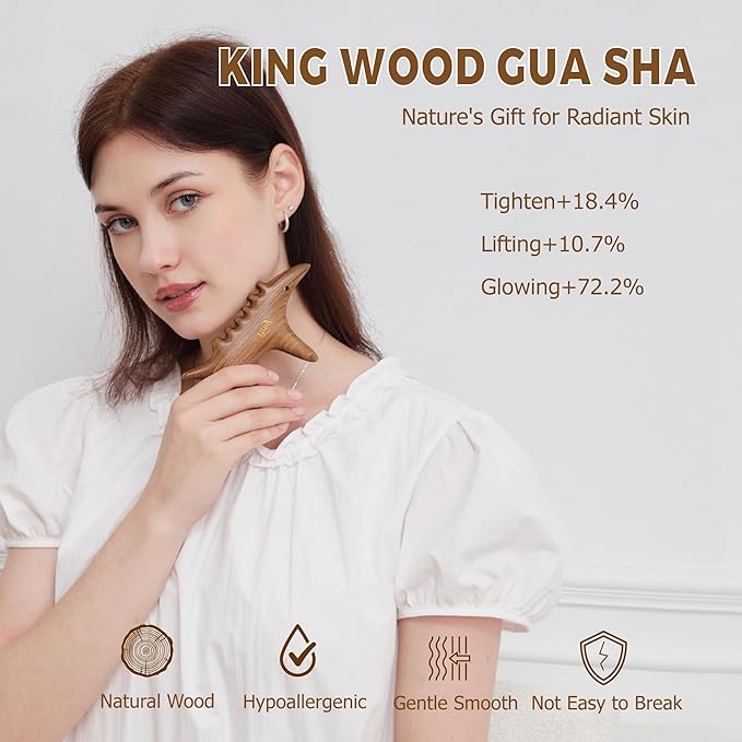 Body Gua Sha Tool Set with Rose Oil, Christmas Gifts for Adults Women, Wood Therapy Massage Tools for Body & Face, Lymphatic Drainage Massager for Relaxation, Deep Tissue Massage & Foot Care