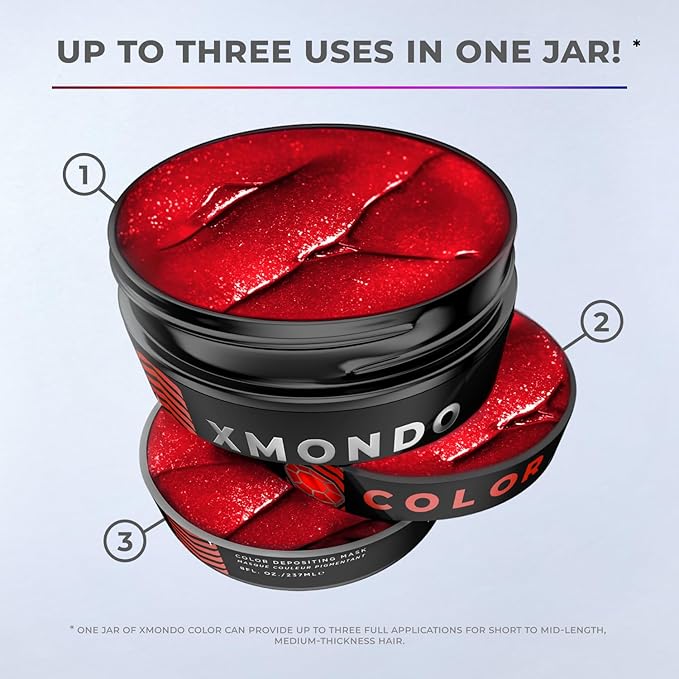 XMONDO Color Amber Mask – Semi-Permanent Red Dye with Bond Booster & Hyaluronic Acid, 8 oz