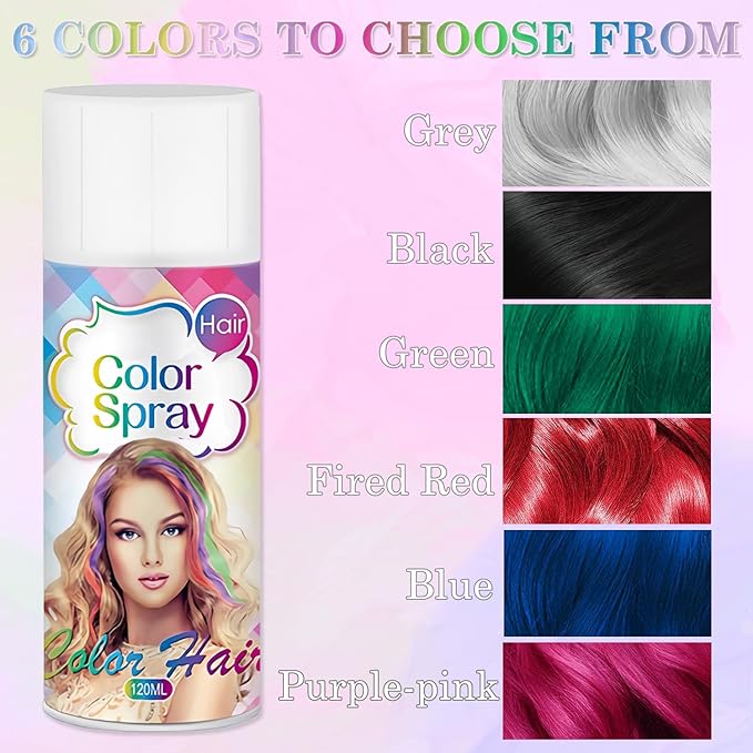 Temporary Hair Color Spray for Women and Kids, One-Time Use Hair Color Wax, Washable Disposable Natural Hair Spray Hair Strong Style for Party, Hollowen, Cosplay (Purple-Pink, 120ML)