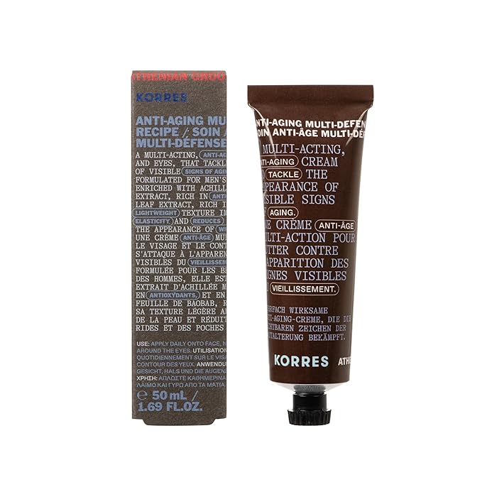 KORRES Athenian Grooming Anti-Ageing Face & Eye Cream with Achillea Millefolium & Baobab Leaf Extracts, Reduces Fine Lines, Smooths Wrinkles & Puffiness, Vegan, For Men, 1.69 fl oz, Stocking Stuffer