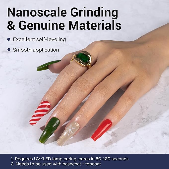 MelodySusie Fleurwee Plant Based 4pcs Gel Nail Polish, Hema Free 21 Non Toxic Red Green White Gold Glitter Long Lasting Soak Off UV Nail Art Salon DIY Gifts for Women Gel Polish Kit