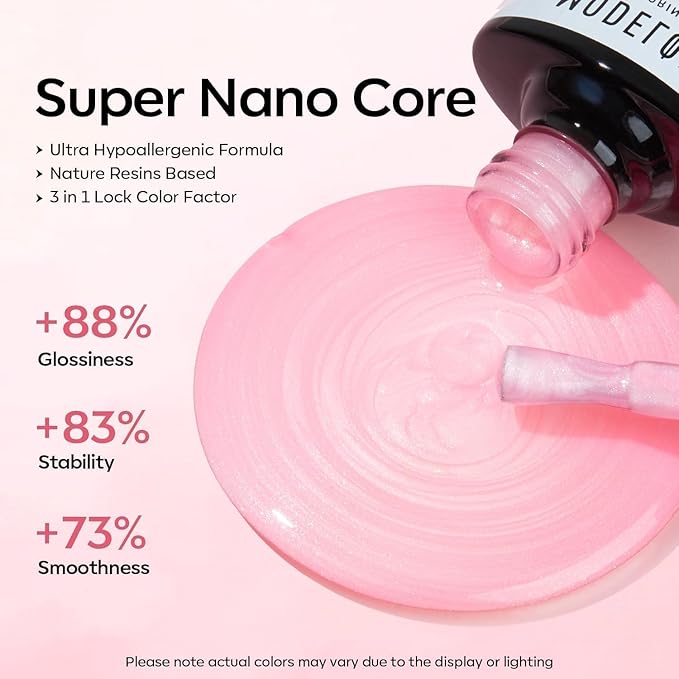 Modelones Gel Nail Polish, 15 ML Shimmer Pearl Pink Nail Polish Drawing Glitter Soak Off Mermaid Glitter Nail Gel Polish Swirl Shell Thread Effect DIY Gift for Girls Women