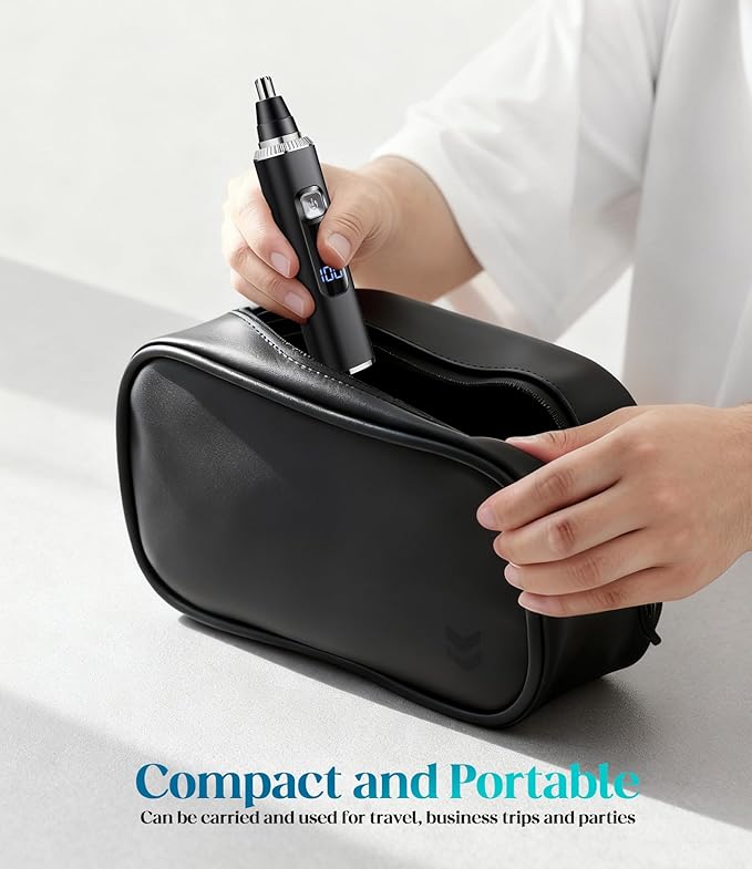 Nose & Ear Hair Trimmer, Type-C Rechargeable Precision Groomer for Men & Women, Painless Double-Edged Blades, IPX7 Waterproof & Easy to Clean for Nose, Ears, and Facial Hair