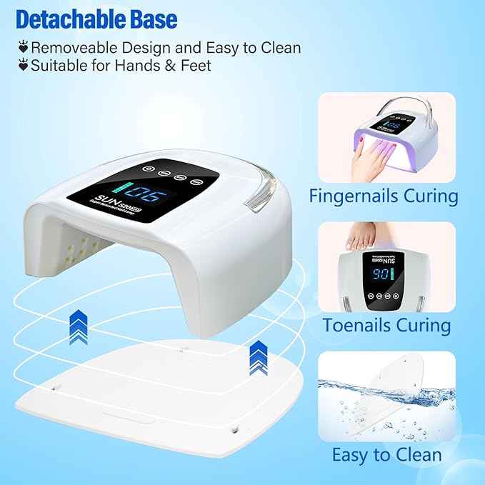 UV LED Nail Lamp Dryers Cordless 128W Portable Rechargeable UV Light for Gel Nails Polish Kit,Fast Curing Wireless Builder Gel Lamp with Sensor 3 Timer LCD Display 48 LED,Manicure Pedicure Art Tools