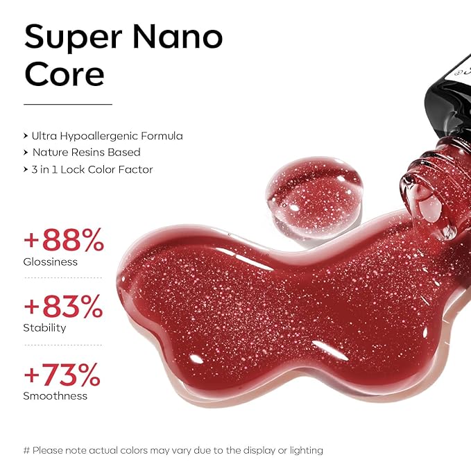 modelones Gel Nail Polish Burgundy Dark Red Glitter Nail Gel Polish Christmas Sparkle Nails Shiny Holographic Soak OFF LED Nail Art Nail Manicure Salon DIY Nails Gift for Women 15 ML