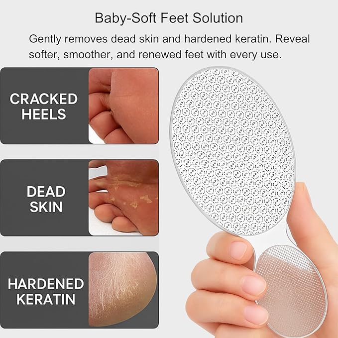 Nano Glass Foot File 2 in 1, Foot Scrubber Callus Remover, Foot Care Pedicure Tool, Portable Foot Scrubber for Dead Skin Removal, Cracking, Wet and Dry Feet,Unique Bowling Shape Design