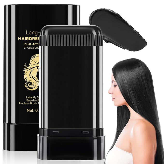 2 Pcs 2-In-1 Hair Color Stick & Comb To Temporarily Cover Gray Roots and Scattered White Hairs for Women & Men (Black)