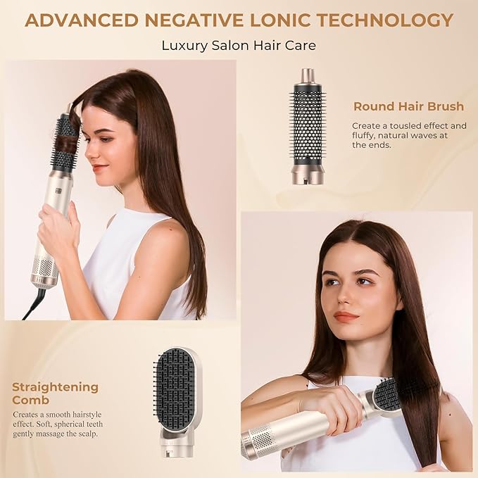 5 in 1 Hair Dryer Brush, Negative Ion Air Styler Wrap Hair Styler Upgrade Blow Dryer Brush Air Curler for Hair, Blowout Brush Set As A Gift for Straight/Curl/Drying/Smoothing