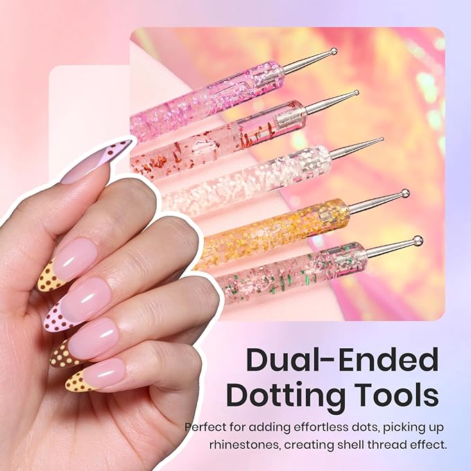 Beetles Nail Art Brushes 31pcs with Case - Confetti Nail Art Pens Daul Ended Dotting Tools Striping Liner Brushes for Nails 3D Flower Sculpting Tools Palette Holder DIY Home Salon Manicure Design Set