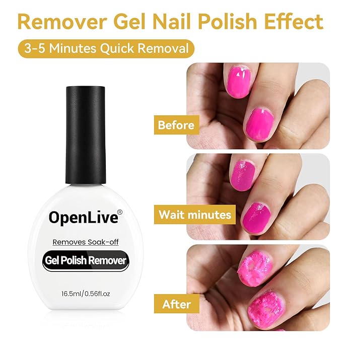 3PCS 16.5ml Quick Dry Base and Top Coat Nail Polish and Gel Remover Set, Base and Top Coat No U V Lamp Curing, Gel Polish Remover for Quick and Easy Removal At Home
