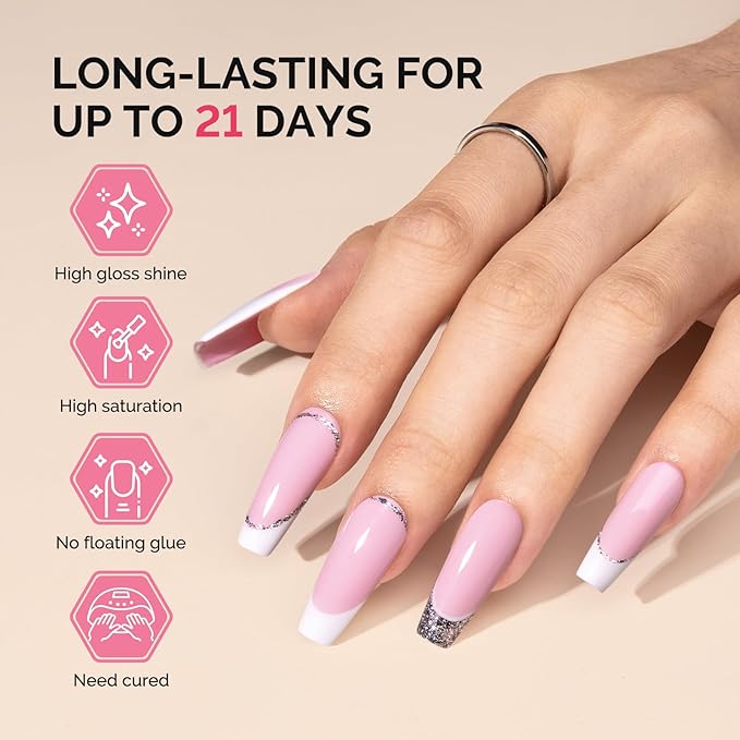 MelodySusie Fleurwee Plant Based Gel Nail Polish, Hema Free Strawberry Pink Nail Polish, Soak Off UV LED Gel Polish Gift for Women 21 Non Toxic Long Lasting Nail Art Manicure Salon DIY at Home B1602