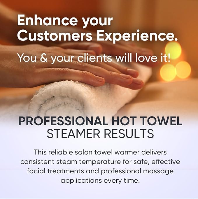 Pro Beauty - Hot Towel Warmer for Spa - Professional Towel Steamer Kit - Facial Esthetician Equipment, Massage Salon Supplies, Metal Tongs Included, 6 Hygienic Towels - Compact Mini Size