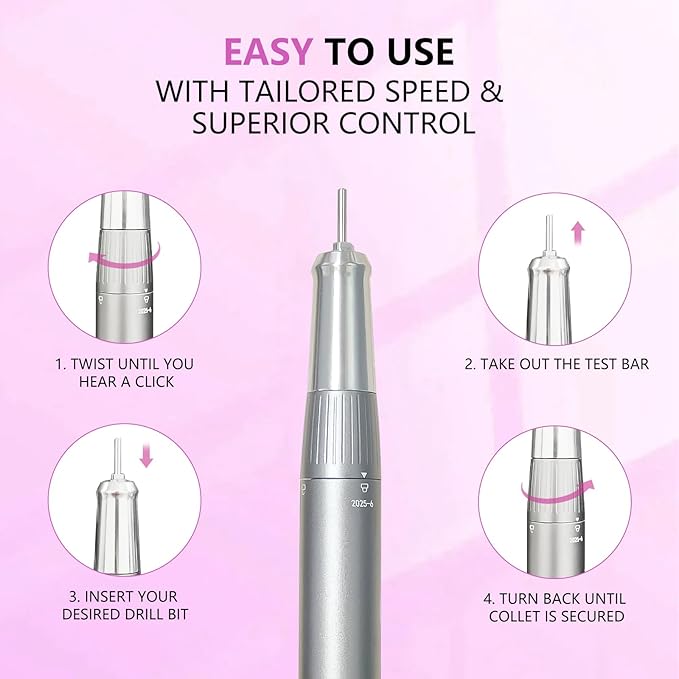 BETE Professional Nail Drill, 40000 RPM Cordless Electric Nail File Kit with 6 Bits, Rechargeable Efile for Acrylic Gel Nails Polishing, Manicure Tools for Salon Home Use, Rose Red