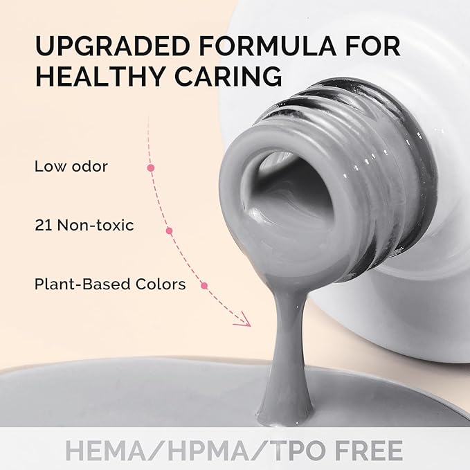 MelodySusie Fleurwee Plant Based Gel Nail Polish, Hema Free Neutral Gray Nail Polish, Soak Off UV LED Gel Polish Gift for Women 21 Non Toxic Long Lasting Nail Art Manicure Salon DIY at Home P18