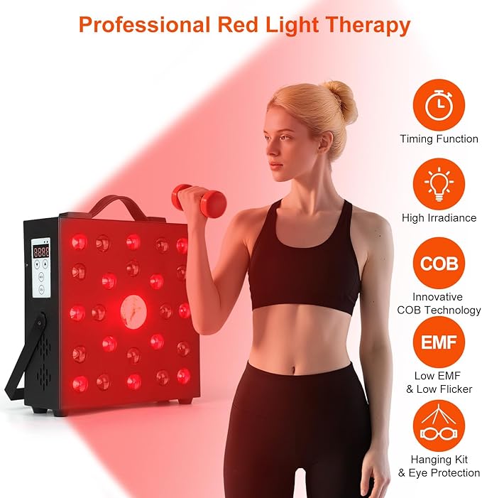Red Light Therapy Panel, Infrared Red Light Therapy for Body, Clinical 228W COB Bead, 630nm 660nm 850nm Red Light Panel for Skin Rejuvenation, Pain Relief, Improve Sleep, Postpartum& Muscle Recovery