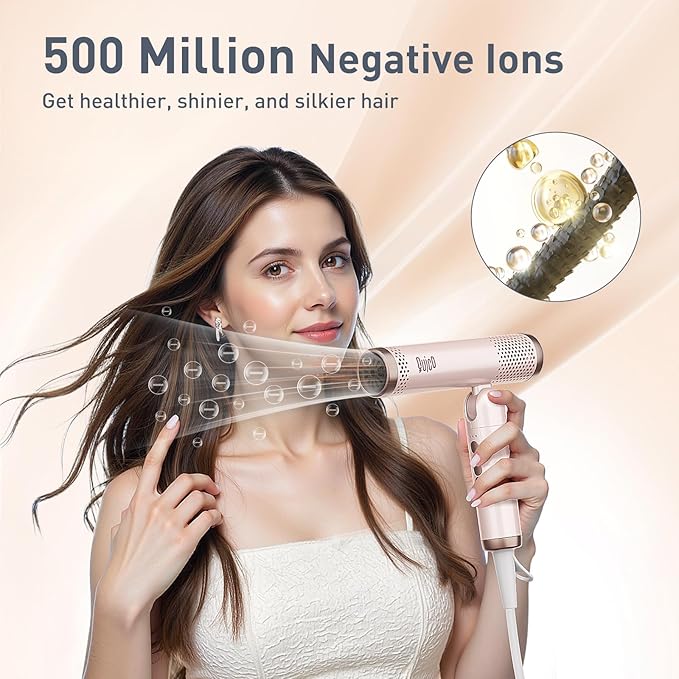 Quico Travel Hair Dryer with Dual Voltage, 120000 RPM Fast Drying Hair Dryers for Women with 500 Million Negative Ions, Thermo-Control Compact Hair Blow Dryer with Cold, 3 Heat & 3 Speed Settings