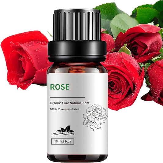 Rose Essential Oil, 100% Pure & Natural Aroma Oils for Aromatherapy Diffuser, Skin & Hair Care, Perfume, Soap & Candle Making, 0.33 Fl Oz / 10ml Mumianhua