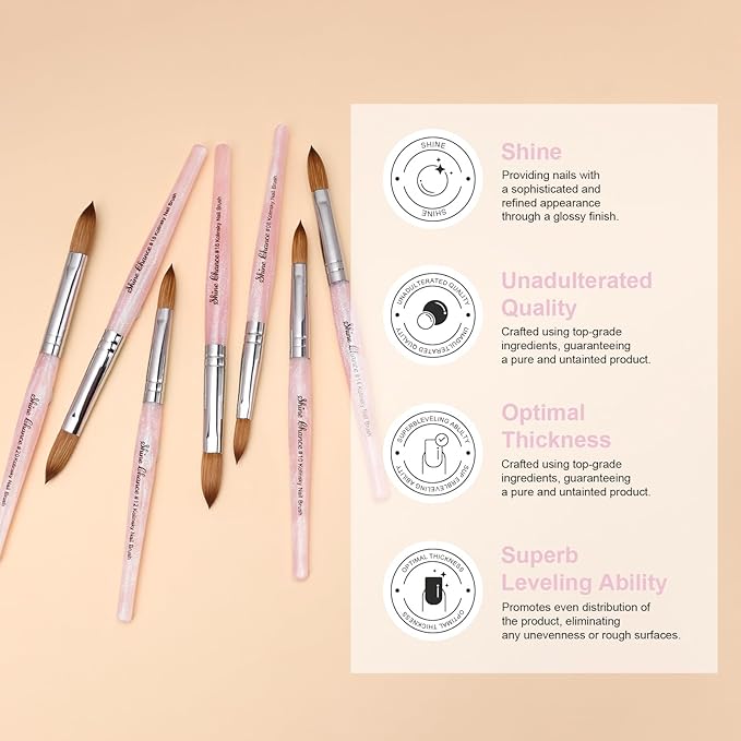 Acrylic Nail Brush Size 18, 100% Pure Kolinsky Nail Brush for Acrylic Application, Professional Nail Extension Manicure Tool Nail Drawing Pen for DIY Home Salon(Pink)