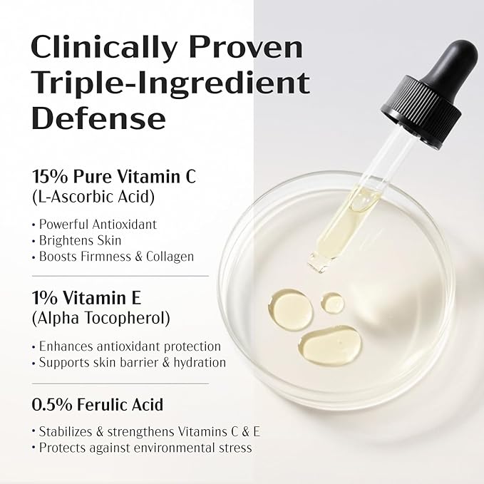 Lanmeri Ceuticals 15% Vitamin C + E + Ferulic Serum: Vitamin C Serum for Face with Vitamin E, Ferulic Acid – Brightening, Anti-Aging, Anti-Wrinkle & Hydration – for Dark Spots & Uneven Skin (1 fl oz)