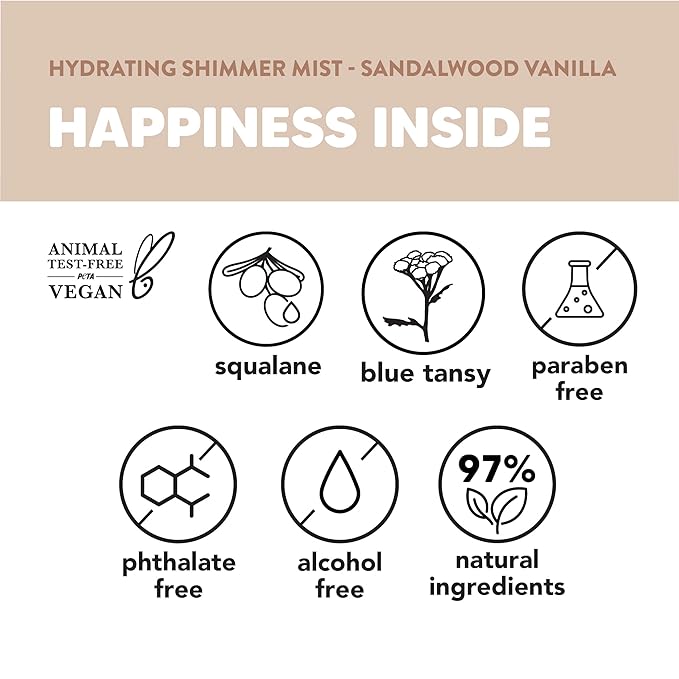 Onyx Professional Hydrating Shimmer Mist with Squalane & Blue Tansy, Sandalwood Vanilla, 6.5 fl oz, 2pk - Shimmer Hair and Body Mist Creates a Radiant Glow with Lightweight Moisture