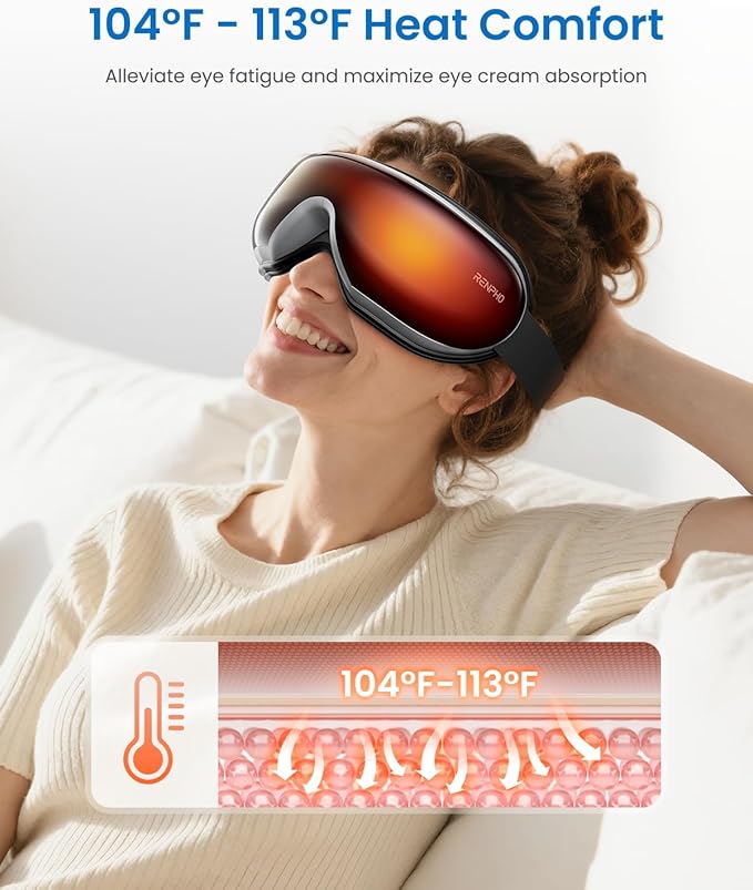 RENPHO Eyeris 1 Eye Massager with Heat, FSA Eligible HSA, Christmas Birthday Gifts for Women Men Mom Dad Her Him, Eye Mask for Migraine, Smart Sleep Mask for Dry Eyes Relax, Reduce Strain