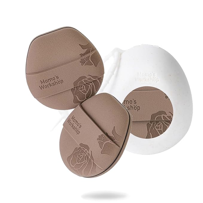 Rose Tatami Makeup Sponge Set,Double-Sided Flat-Edge Shape Rubycell for Liquid Foundations, Non-Absorbent & Fast Blending,Soft, Fluffy & Bouncy, 2 Beauty Puffs &Storage Case