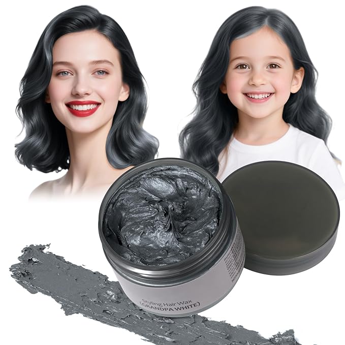 Black Hair Color Wax - Temporary & Washable Hair Styling Mud Gel for Men, Women, Kids,For Halloween, Cosplay, Party, Crazy Hair Day & Children's Day