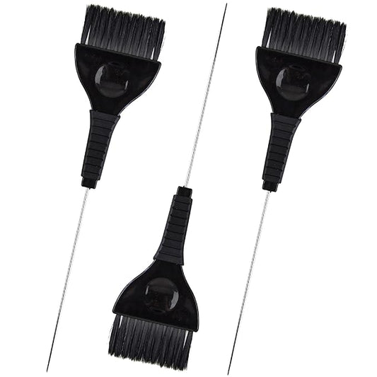 Pintail Hair Dye Brushes - 3 Tint Brushes for Hair Color - Pin Tail for Precise Sectioning - Hair Dye Brush Applicator - Color Brushes for Hair Salon (Black)