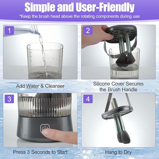 Electric Makeup Brush Cleaner, Auto-Rotating Brush Cleaner for Deep Cleaning, One-Click Operation Automatic Spinning Cosmetic Brush Cleaner, Suitable for All of Makeup Brushes
