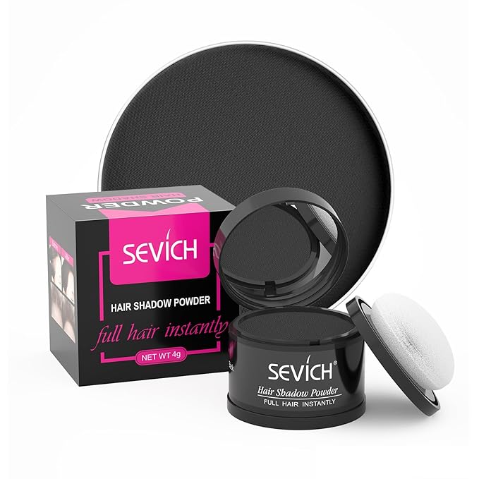 Sevich Hairline Powder,Instantly Conceals Hair Loss, Root Touch up Powder, Hair Shadow Toppers for Women & Men, Touch Up for Thinning Gray Hair, Windproof & Sweatproof,Black