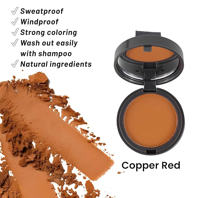 SOVONCARE Hairline Powder - Root Touch Up & Gray Hair Concealer for Men and Women, Instantly Covers Thinning Hair and Bald Spots, Natural-Looking Coverage Copper Red 0.35 oz