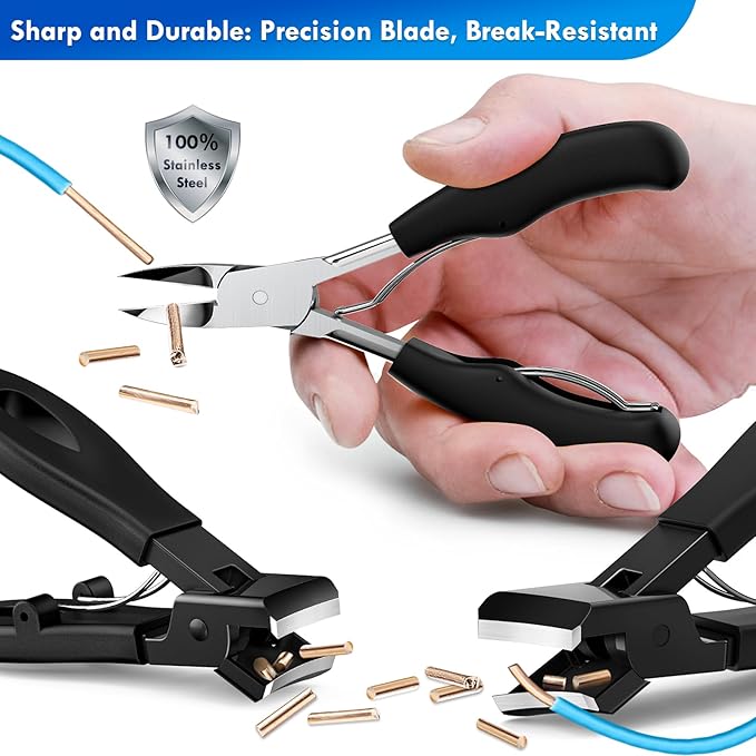 Professional Ingrown Toenail Tools Kit for Seniors,Wide Jaw Straight Nail Clippers,Large Angled Nail Clipper Cutters for Heavy Duty Thick Toe Nails or Fingernail,Manicure Set for Men Women