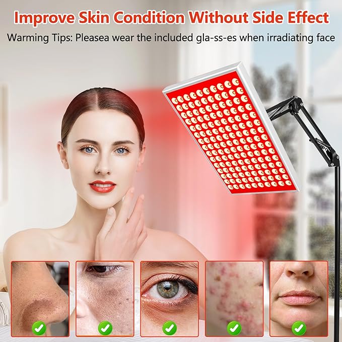 Red Light Therapy for Body & Face | 150 Dual-Wavelength LEDs (660nm Red & 850nm Infrared) Lamp with Adjustable Stand | Full Body Skin Rejuvenation, Muscle Relaxation & Home Pain Relief