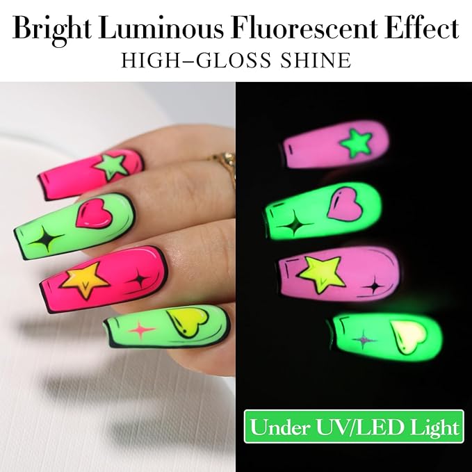 Double Rhythm 15ML Gel Nail Polish Pure Sheer Same Color Same Bottle Soak Off Gel Polish Art Manicure Salon DIY at Home for Women (Neon Light Green-A1420)