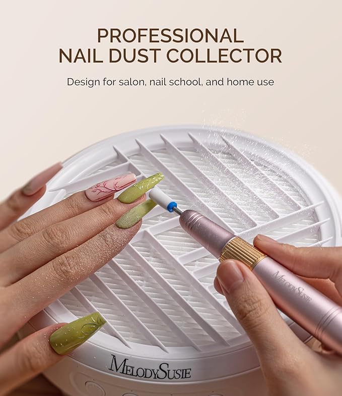 MelodySusie Compact Nail Dust Collector,Hpro 3800RPM Vacuum Fan Dust Extractor with Reusable Filter for Salon & Home,White