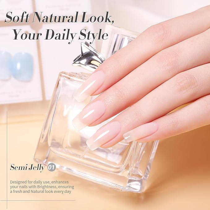 Born Pretty Milky White Jelly Gel Nail Polish Jelly White Sheer Natural Translucent Hema-Free Soak Off U v Gel Polish Nail Art DIY Salon and Home 15ML