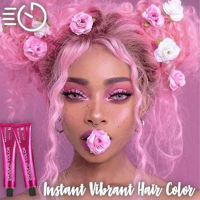 Luxuria Hair Dye No Bleach, Luxuria Hair Color, No Bleaching Hair Nourishing Coloring Hair Dye, Shoupin Hair Color No Hair Damage, For Women and Men (Pink)
